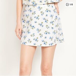 Old Navy high waisted linen blend mini skort floral Print